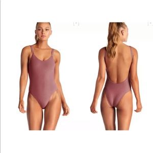 Vitamin A Leah ribbed one piece swimsuit rose D/12